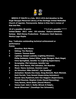 WRECK-IT RALPH is a July, 2014 LVCA dvd donation to the Hugh