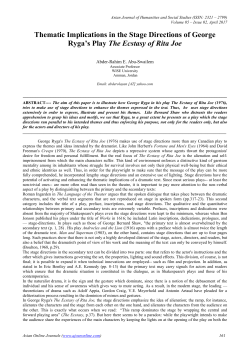 Thematic Implications in the Stage Directions of George Ryga`s Play