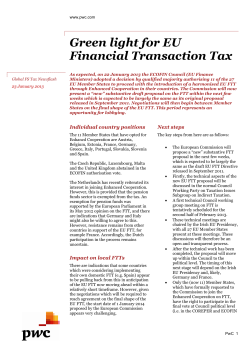 Green light for EU Financial Transaction Tax