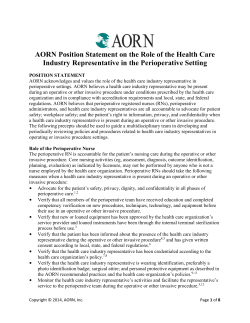 AORN Position Statement on the Role of the Health Care Industry