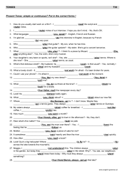 TENSES T30 Present Tense: simple or