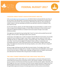 FEDERAL BUDGET 2017 - Canadian Urban Transit Association