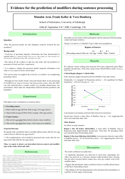 Evidence for the prediction of modifiers during sentence processing