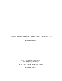 PUBLISHING THE STUARTS: OCCASIONAL LITERATURE AND