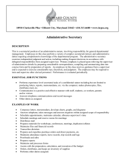 Administrative Secretary - Secretarial/Clerical - Job Description