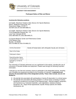 Particpant Notice of Risk and Waiver