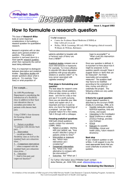 How to formulate a research question