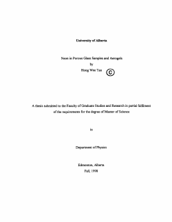 University of Alberta Neon in Porous Glass Samples and Aerogc by