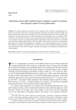Dissenting voices within political theory Voegelin`s quest for symbols