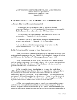 AN OUTLINE OF REDISTRICTING STANDARDS AND GUIDELINES