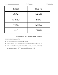 milli hecto giga nano micro pico tera mega kilo centi