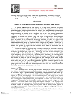 Rajkumar, Nidhi.&ldquo;Chaucer, the Puppet Master: Role and