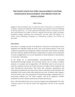 THE INNOVATION FACTORY: MANAGEMENT SYSTEMS