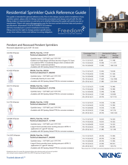 Freedom&reg; Residential Sprinkler Quick Reference Guide