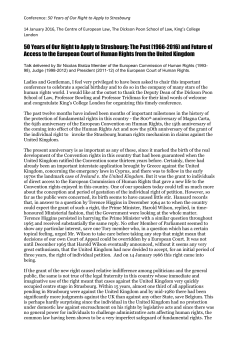 Sir Nicolas Bratza talk 14 Jan Kings College London