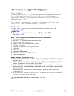 CSC 460: Theory of Computer Operating Systems
