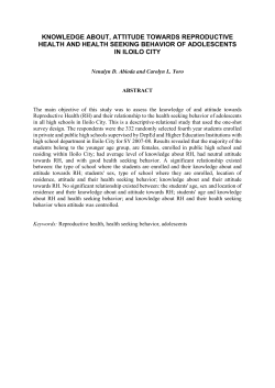 Knowledge about, Attitude towards Reproductive Health - SERP-P