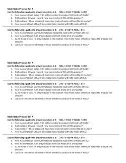 Mole Ratio Practice Set A Mole Ratio Practice Set A