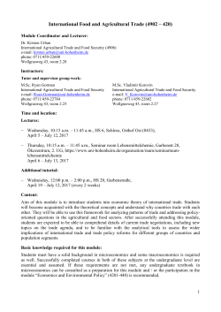 International Food and Agricultural Trade (4902 &ndash; 420)