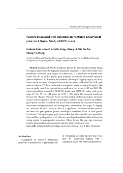 Factors associated with outcomes in ruptured aneurysmal patients