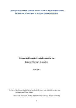 Leptospirosis in New Zealand &ndash; Best Practice Recommendations for