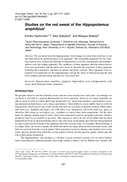 Studies on the red sweat of the Hippopotamus amphibius