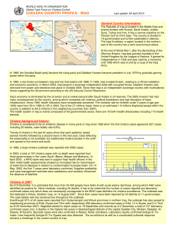 CHOLERA COUNTRY PROFILE: IRAQ