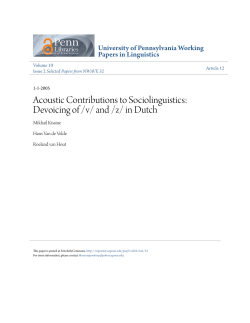 Acoustic Contributions to Sociolinguistics: Devoicing of /v/ and /z/ in