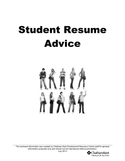 Student Resume Advice - Chatham-Kent