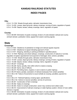 KANSAS RAILROAD STATUTES INDEX PAGES State
