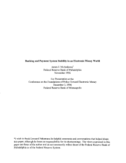 Banking and Payment System Stability in an Electronic Money World