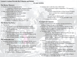 Actions Provoke the Colonists and British The Boston Massacre