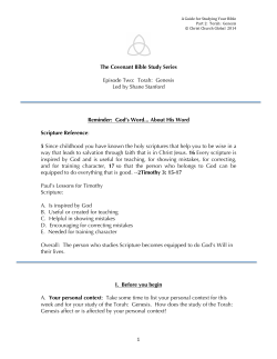 1 The Covenant Bible Study Series Episode Two: Torah: Genesis
