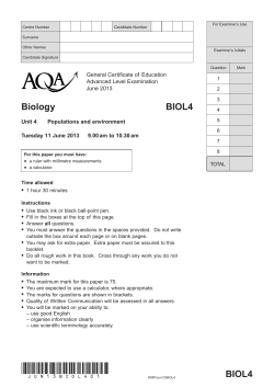 A-level Biology Question paper Unit 04