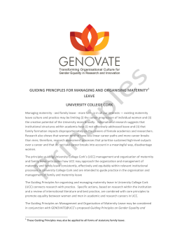 Guiding Principles, Maternity Leave