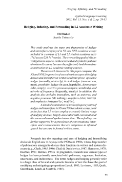 Hedging, Inflating, and Persuading in L2 Academic
