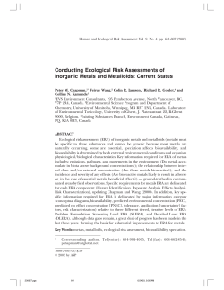 Conducting Ecological Risk Assessments of Inorganic Metals