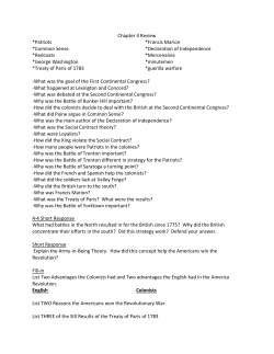 Chapter 4 Review *Patriots *Common Sense *Redcoats *George