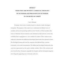 A BIBLICAL THEOLOGY OF OUTSIDERS AND PREACHING ON
