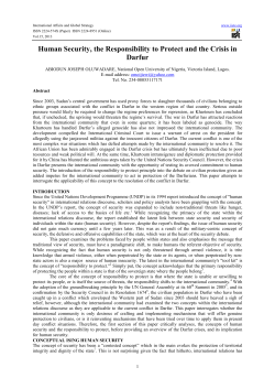 Human Security, the Responsibility to Protect and the Crisis in Darfur