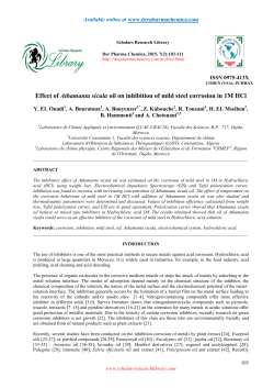 Effect of Athamanta sicula oil on inhibition of mild steel corrosion in