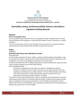 Severability, Saving, and Nonseverability Clauses as