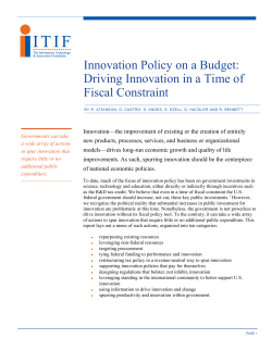 Innovation Policy on a Budget: Driving Innovation in a Time of