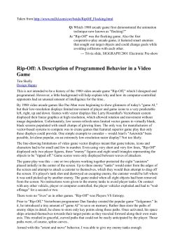 Rip-Off: A Description of Programmed Behavior in a Video Game