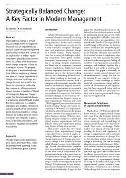 Strategically Balanced Change: A Key Factor in Modern Management