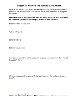 Rhetorical Analysis Pre-Writing Assignment