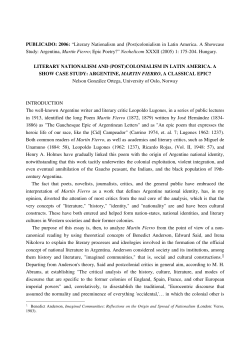 Literary Nationalism and (Post)colonialism in Latin America. A