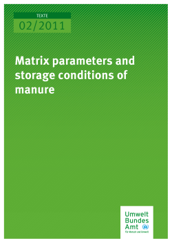 Matrix parameters of manure and storage conditions
