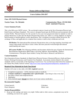 Thomas Jefferson High School Course Syllabus 2016