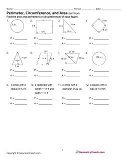 Perimeter, Circumference, and Area Bell Work